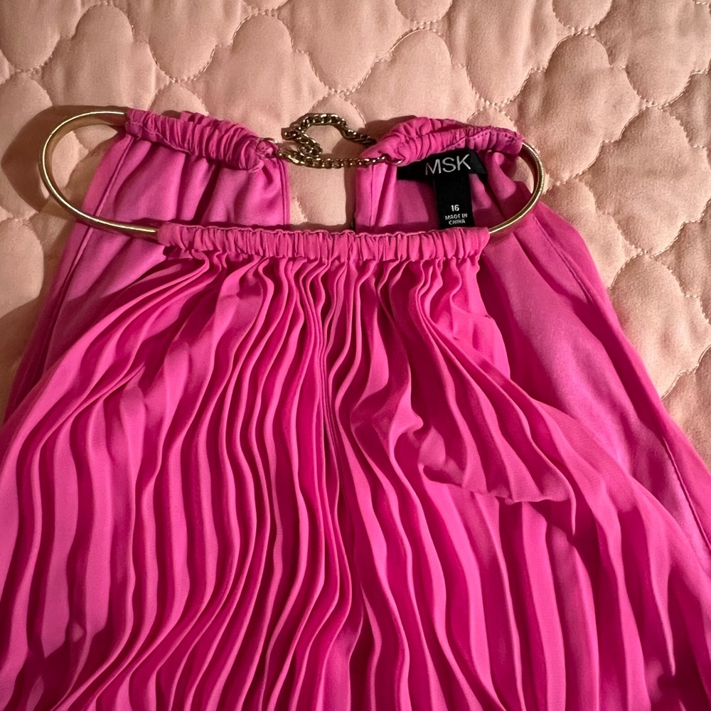 MSK Fuchsia Pleated A-Line